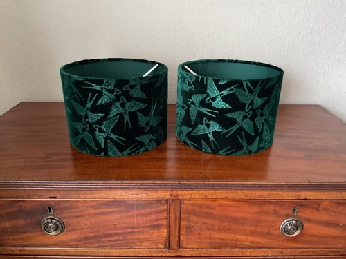 New pair teal velvet lamp - pair,
