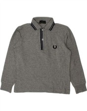 FRED PERRY Boys Long Sleeve Polo Shirt 5-6 Years Grey Cotton VN03