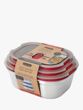 black+blum Stainless Steel Microwaveable Rectang. Nesting Lunch Boxes, Set of 3