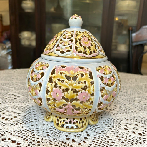 Antique zsolnay pecs lidded - pecs,