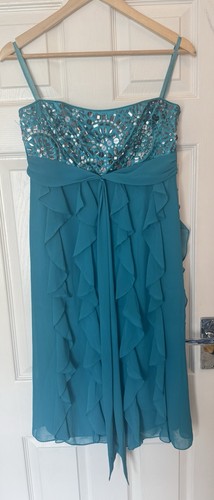 Debut teal chiffon beaded - chiffon,