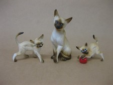 3 Vintage Siamese Cat Figures