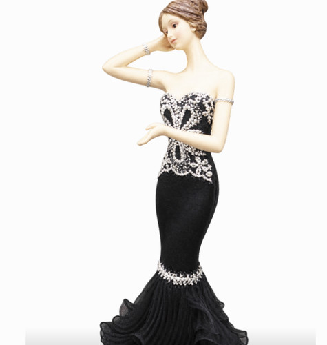 Black silver lady figurines - black,