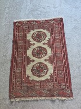 Antique Traditional Turkmen Bokhara Handmade  Wool Rug 39" X 28"