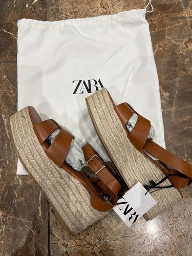 Zara leather wedge sandals - zara,