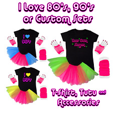 I Love 80's Personalised Tutu Set 90's Custom Neon Fluorescent Fancy Dress Hen