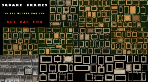 245 pcs square frames - pcs, 3d