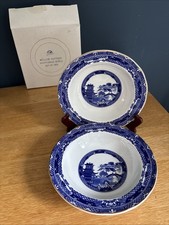 Vintage Boxed Wade Ringtons Blue & White Willow Pattern Cereal / Soup Bowls x 2