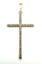 9ct Gold Diamond Cross Pendant Sparkly Large Diamond Gold Cross Pendant Gift WOW