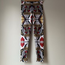 Black Milk Queen of Hearts Print Leggings Size Medium Novelty Playing Cards Deck