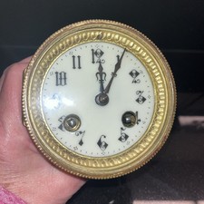 French Striking Mantle Clock movement Brass bezel bevelled glass Enamel Dial 