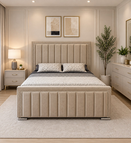 Vella line beaded bed frame - line,
