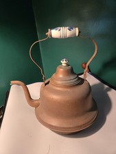 Large Copper Kettle  At Least  10 Cups With Ceramic Handles