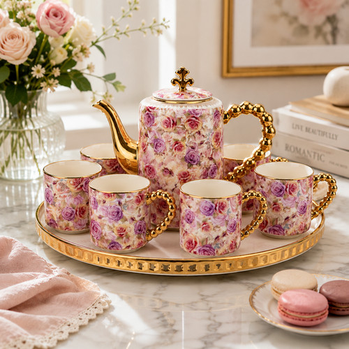 8pc rose floral - 8pc, ceramic