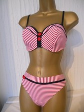 RED WHITE NAVY PANACHE LUCILLE BIKINI SIZE 34D TOP 10 BRIEFS NEW UNDERWIRED