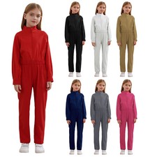 Kids Girls Bodysuit Party Jumpsuit Long Sleeve Overalls With Pockets Streetwear