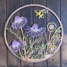Coloured metal bee - bee, flowers