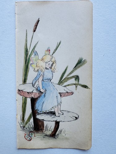 Antique 1890s fairy painting - antique,