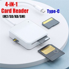 4 in 1 Type-C Smart Media M2 SD SM XD Memory Card Reader Adapter 4 Slot