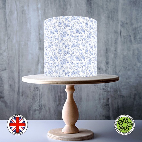 Blue floral toile jouy - blue, de