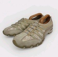 Skechers Womens Biker Bungee Slip On Sneaker Shoes Gold Beige Comfort UK 7