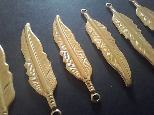 Stamped brass eagle feather - stamped,