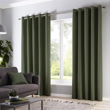 Fusion Sorbonne Eyelet Curtains – Olive Green – W117 x L183cm – Bottle 