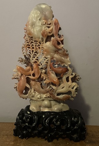 Chinese carved soapstone - chinese, coral