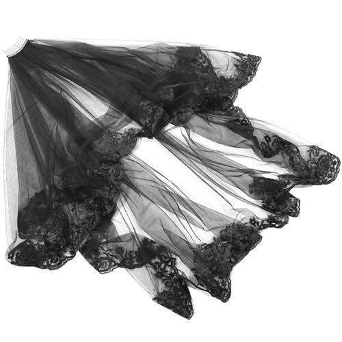 Lace black veil - black, long