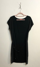 Hugo Boss Dress Size Small Black Jersey Shift Silk Panels Red Label