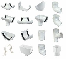 White Half 112mm Round Plastic UPVC Guttering 68mm Downpipes Rainwater Fittings