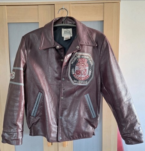 Leather jacket varsity - leather,