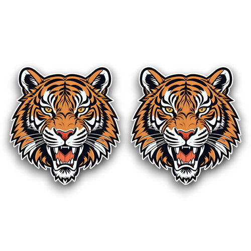 Small angry tiger head big - small,