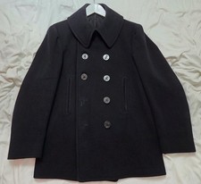 Vintage WWII US Navy Pea Coat Naval Clothing Factory Kersey Wool 10 Button 38–40