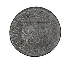 1660 R Gloucestershire BRISTOL FARTHING city conder token – W# 17
