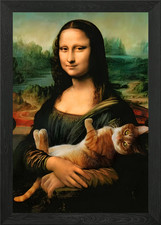 Mona Lisa and Cat Framed Wall