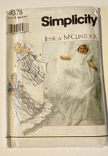 Jessica McClintock Simplicity 9378 Sewing Pattern Baby Christening Gown Bonnet