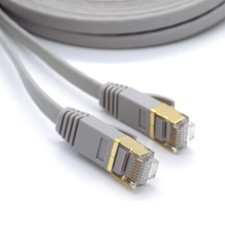 Ethernet Patch Internet Cable Cat7 FLAT  RJ45 Network 10Gbps SSTP Lead Grey lot