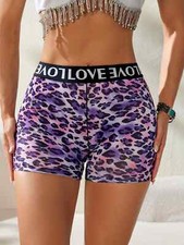 Women'S Leopard Print Boxer Briefs  with a Stretchy Letter Waist