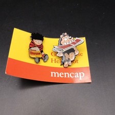Dennis the Menice and Gnasher Vintage Enamal Pin Badges