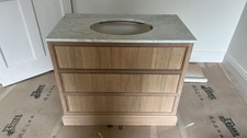 Oak Vanity Unit with Sink and Carrara Marble Top by Holly Oak House