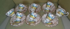 6 x COLCLOUGH Bone China Crinoline Lady Tea Cups,Saucers,plates Milk & bowl set