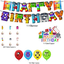 30x NumberBlocks Party Supplies Includes a Banner Cake Toppers Balloons