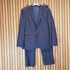 Harry Brown Suit Mens 40 Short Dark Blue Check Tailored Fit W32 L30