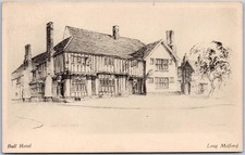 Vintage Artistic Postcard Bull Hotel Long Melford England Historic