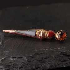 9ct Yellow Metal Brooch Scottish Dirk Stones Fine Jewellery 1.95g Gold RMF30-LW