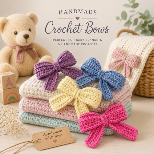 Handmade crochet bows - , applique