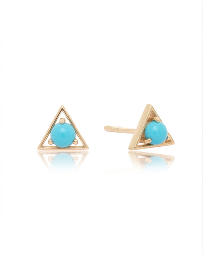 14k gold triangle stud - 14k,