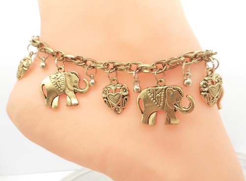 Gold elephant anklet ankle - gold,