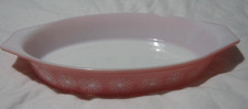 Vintage Pyrex Oval Open Dish Pink Daisy Gaiety  1960's